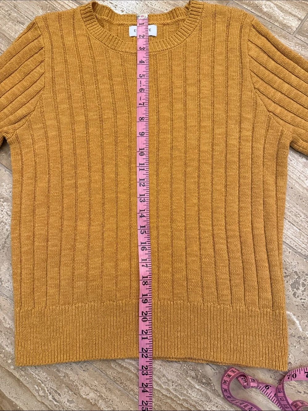 Evereve Ribbed Short-Sleeve Sweater Gold Mustard Medium
